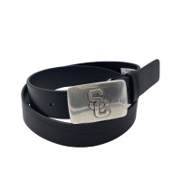 USC Trojans Black SC Interlock Silver Buckle Leather Belt